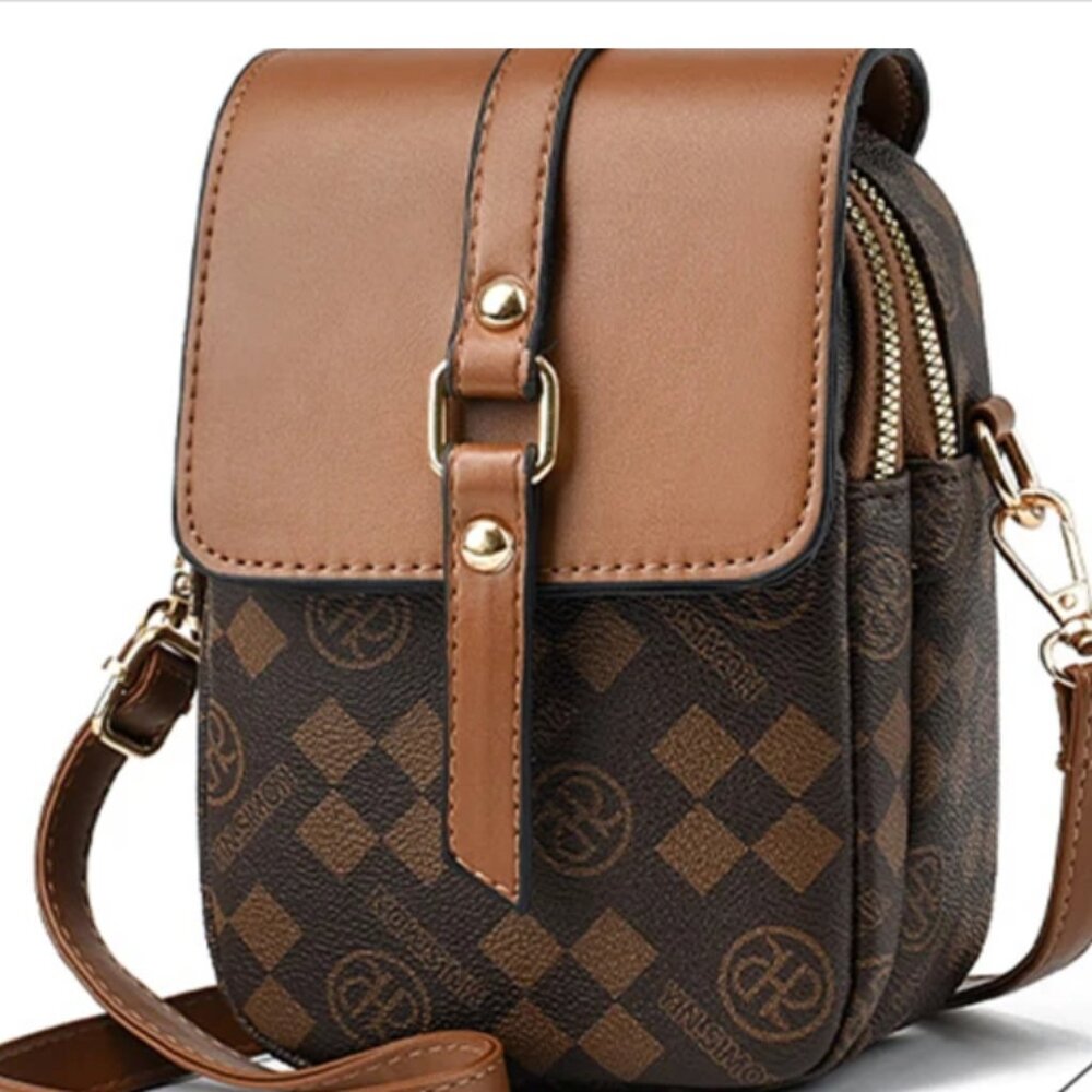 1 LEFT: NWT MONOGRAMMED LEATHER MINI CROSSBODY